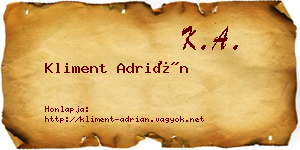 Kliment Adrián névjegykártya